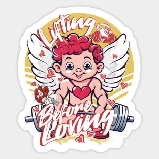 Lifting Weightlifting Fitness a Gym Cupids Bodybuilding Funny Sticker